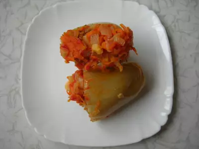 Постный рецепт перца фаршированного капустой. видео