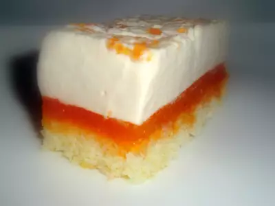 Бисквитно желейный апельсиново яблочный десерт