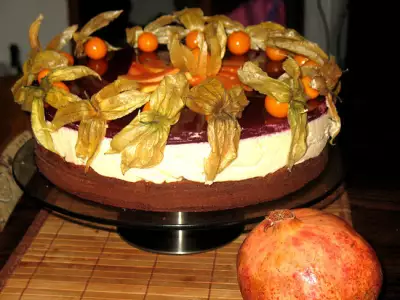 Торт с кремом из маскапоне и папайи под гранатовын желе красная шапочка