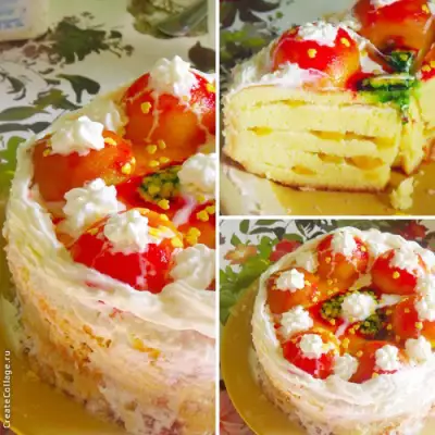 Торт персиковый бисквитный "для любимой мамочки"