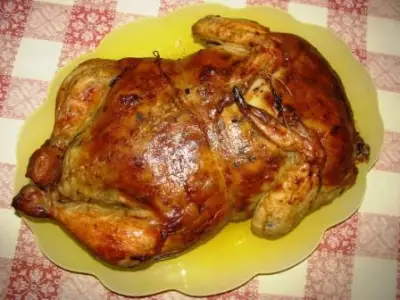 Праздничная курица фаршированная лисичками сыром и шпинатом