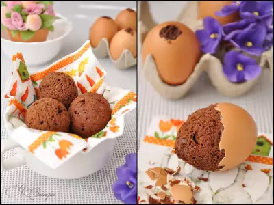 Шоколадные кексы пасхальные яйца испеченные в яичной скорлупе