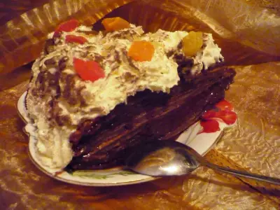 Блинный шоколадный торт на завтрак