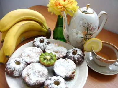 Творожно-банановые кексы с киви(декреп №27)(дуэль)