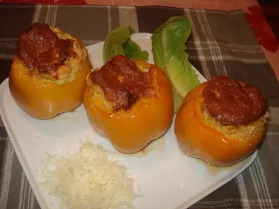 Порционное суфле с помидорами перцем и песто