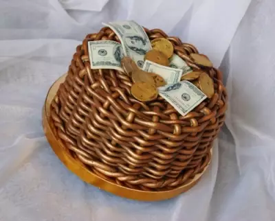 Мастер класс торт корзинка с монетками