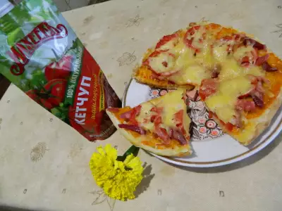Лучший рецепт быстрой пиццы из лаваша с кетчупом шашлычный "махеевъ"