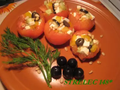 Mini - греческий салат в mini - помидорках.