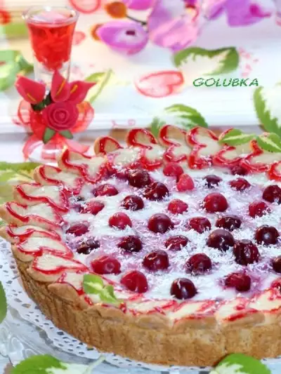 пирог с ягодно ванильным кремом