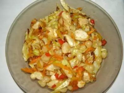 Жаренные овощи с курицей
