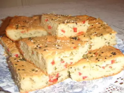 Сырный кекс с зеленью и болгарским перцем