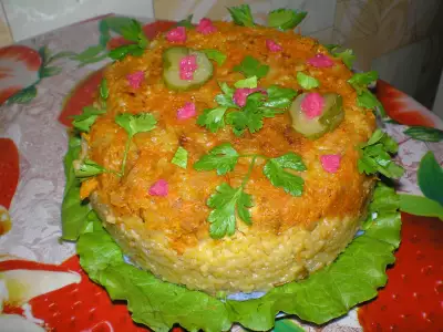 Рисовый пирог "слоенка"