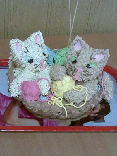 Торт кошки в лукошке