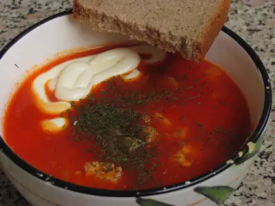 Томатный суп с фрикадельками (почти суп пюре)