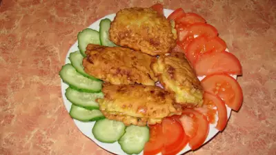 Отбивные с бананом и сыром