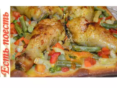 Курица с овощами на съедобной тарелке