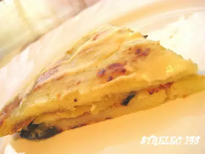 Картофельный постный пирог с баклажанами