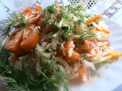 Нескучный овощной салатик с редькой