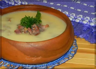 Картофельный суп пюре с куриными желудочками
