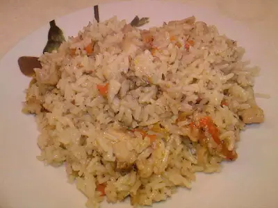Рис с рыбой и грибами