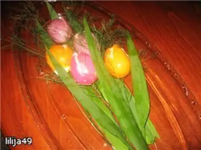 Фаршированные яйца "букет тюльпанов"