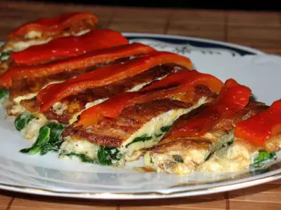 Омлет со шпинатом и моцареллой omelette agli spinaci e mozzarella
