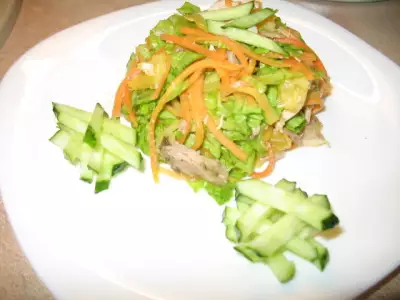 Салат куриный с корейской морковью и апельсинами фото