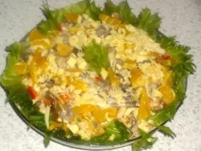 Грибной салат с апельсинами фото