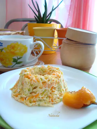 Творожное суфле с кабачком и морковью на завтрак из свч.