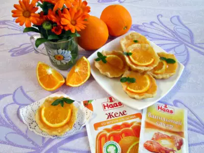 Песочные корзиночки с апельсиновым желе