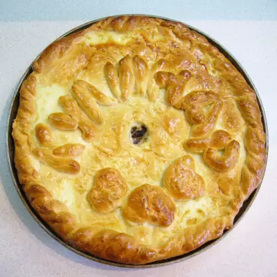 Пирог с картофелем, грибами и яйцами "кулинар"