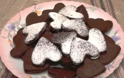 Печенье "шоколадные сердечки с джемом"