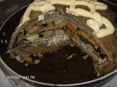 Картофельно-овощиной торт с мясом
