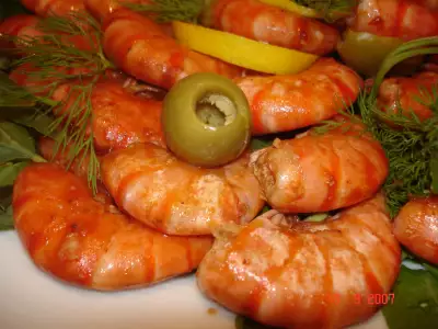 Креветки в томатно-чесночном соусе