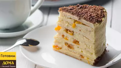 Творожный торт на сковороде с заварным кремом