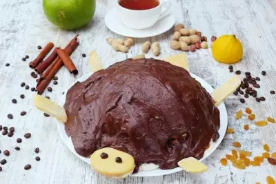 Шоколадный торт черепаха с заварным кремом