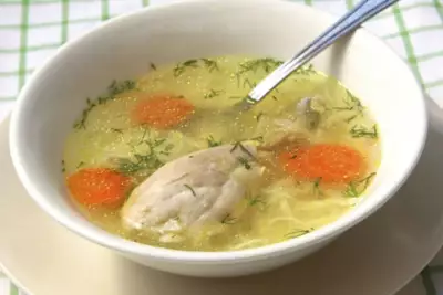Диетический суп с фасолью на курином бульоне