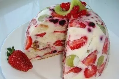 Сметанный тортик с фруктами без выпечки