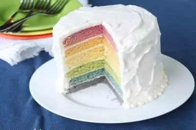 Разноцветный торт радуга с натуральными красителями