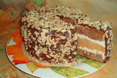 Домашний воздушный торт «Сникерс»