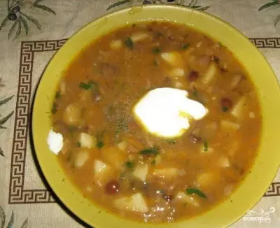 Суп из чечевицы с грибами