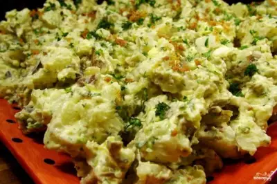 Картофельный салат с беконом фото
