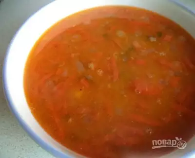 Томатный суп с чечевицей