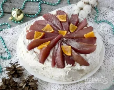 Десерт "Анна Павлова" с пряными грушами фото