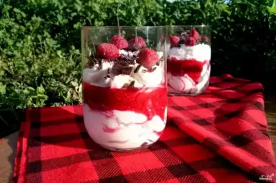 Творожно-малиновый десерт фото