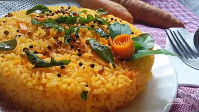 Рис с морковным соком