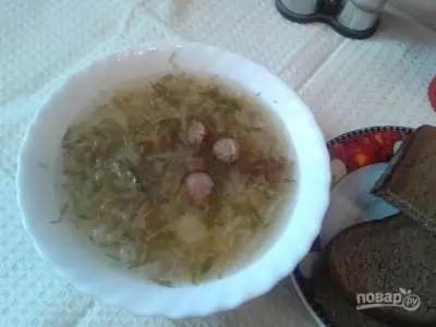 Суп с квашеной капустой и копченостями