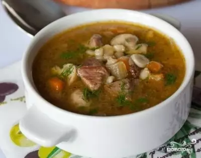 Суп с говядиной и грибами