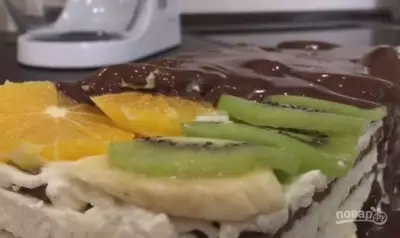 Творожный торт с фруктами без выпечки фото