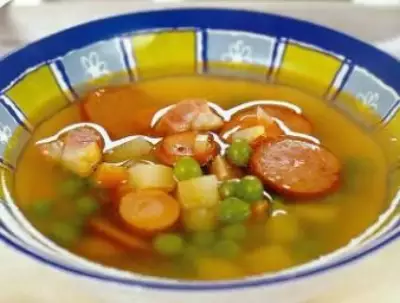 Гороховый суп с сосисками фото